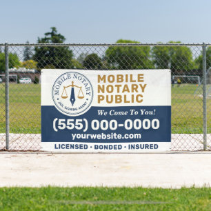 Custom Mobile Notary Legal Signing Navy Blue Gold Banner