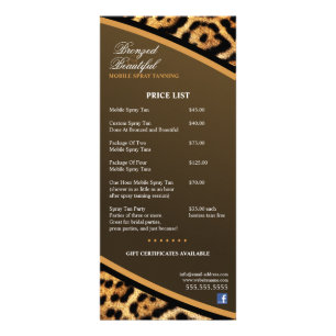 CUSTOM Mobile Spray Tanning Price List Rack Card