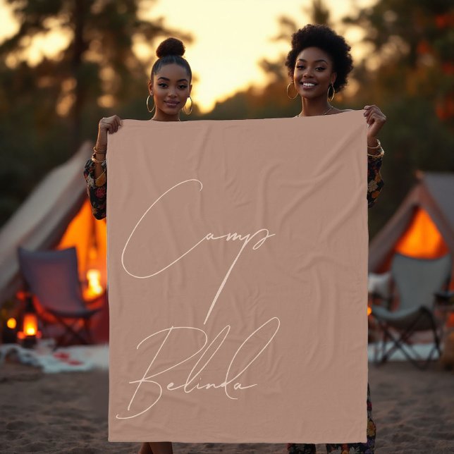 Custom Mocha Mousse and Cream Tan Cosy Camp Bride Fleece Blanket (Custom Mocha Mousse and Cream Tan Cozy Camp Bride Fleece Blanket)