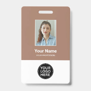 Custom Mocha Mousse Employee Photo Logo Name Badge ID Badge