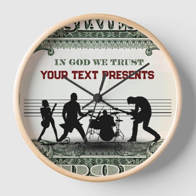 Custom Moden Band Money Wall Art Clock (Front)