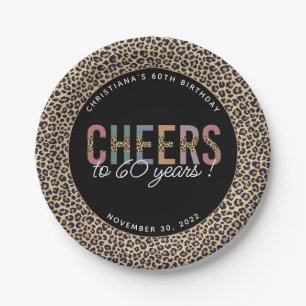 Custom Modern 60th Birthday Party Leopard Print Paper Plate