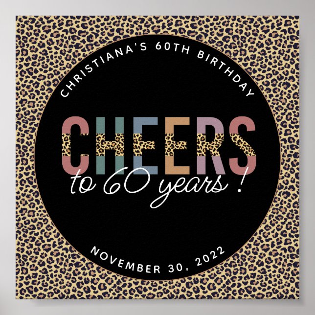 Custom Modern 60th Birthday Party Poster (Front)