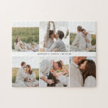 Custom Modern 6-Photo Collage Wedding Couple Jigsaw Puzzle<br><div class="desc">Custom Modern 6-Photo Collage Wedding Couple Jigsaw Puzzle. Personalise this elegant and minimalistic photo collage jigsaw puzzle with six of your favourite wedding or general couple photos, your names, and wedding date or another memorable date in the middle. Makes a perfect wedding anniversary gift and keepsake, or a unique engagement...</div>
