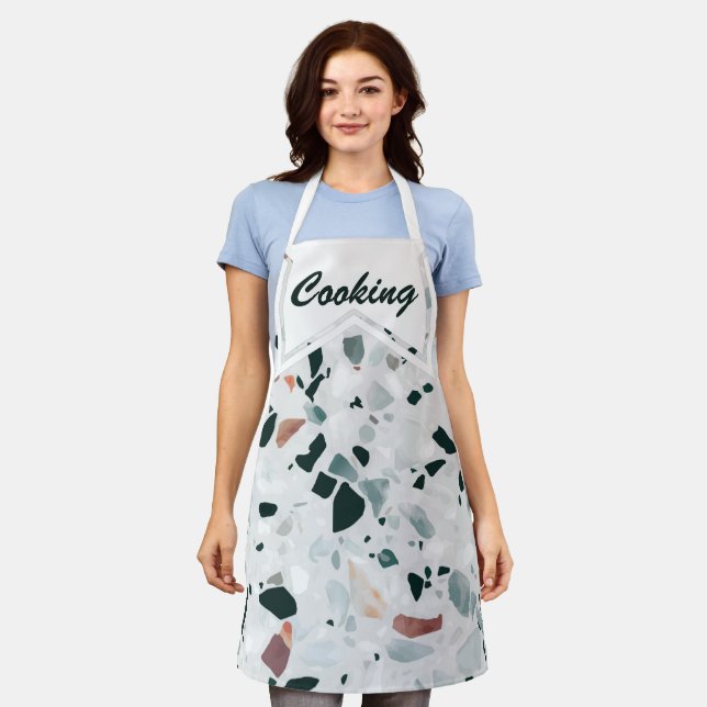 Custom Modern Abstract Terrazzo Pattern Kitchen  Apron (Worn)