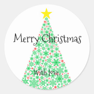 Custom Modern Aesthetic Christmas Tree Green2 Classic Round Sticker