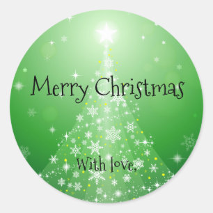 Custom Modern Aesthetic Christmas Tree Green Classic Round Sticker