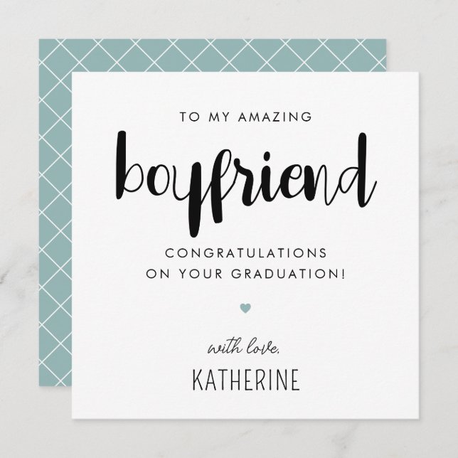 Custom Modern and Cute Boyfriend Graduation Card (Front/Back)