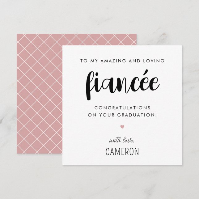 Custom Modern and Cute Fiancée Graduation Card (Front/Back)