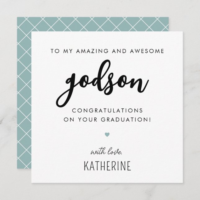 Custom Modern and Cute Godson Graduation Card (Front/Back)