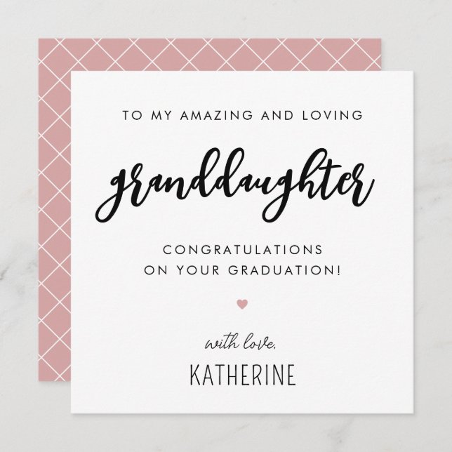 Custom Modern and Cute Granddaughter Graduation Card (Front/Back)