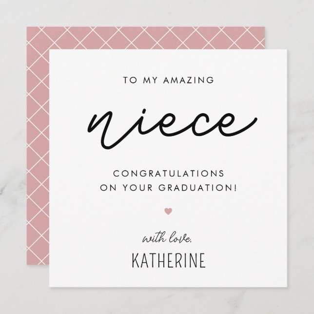 Custom Modern and Cute Niece Graduation Card (Front/Back)