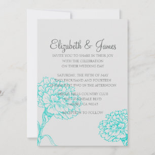 Custom Modern Aqua Wedding Invitations