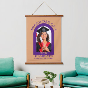 Custom Modern Arch Photo proud dad graduation Hanging Tapestry