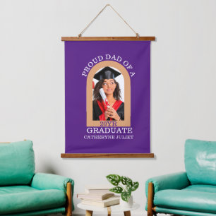 Custom Modern Arch Photo proud dad graduation Hanging Tapestry