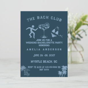 Custom Modern Bachelorette Beach Cocktail Party Invitation