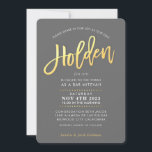 CUSTOM modern Bar Mitzvah grey faux gold HOLDEN Invitation<br><div class="desc">*** NOTE - THE SHINY GOLD FOIL EFFECT IS A PRINTED PICTURE *** - - - - - - - - - - - - - - - - - - - - - - - - - - - - - - - - CONTACT ME for custom "faux gold...</div>