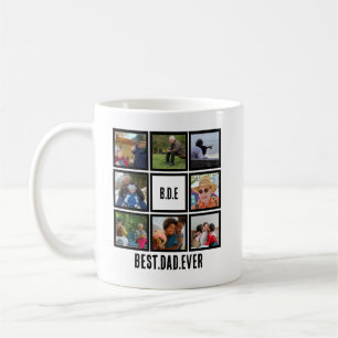 Custom Modern BDE Best Dad Ever 8 Photo Collage Coffee Mug