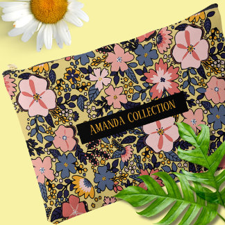 Custom modern beautiful eye catching multi flowers accessory pouch