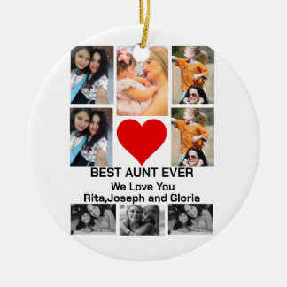 Custom Modern Best Aunt Ever 8 Photo Collage  Ceramic Ornament