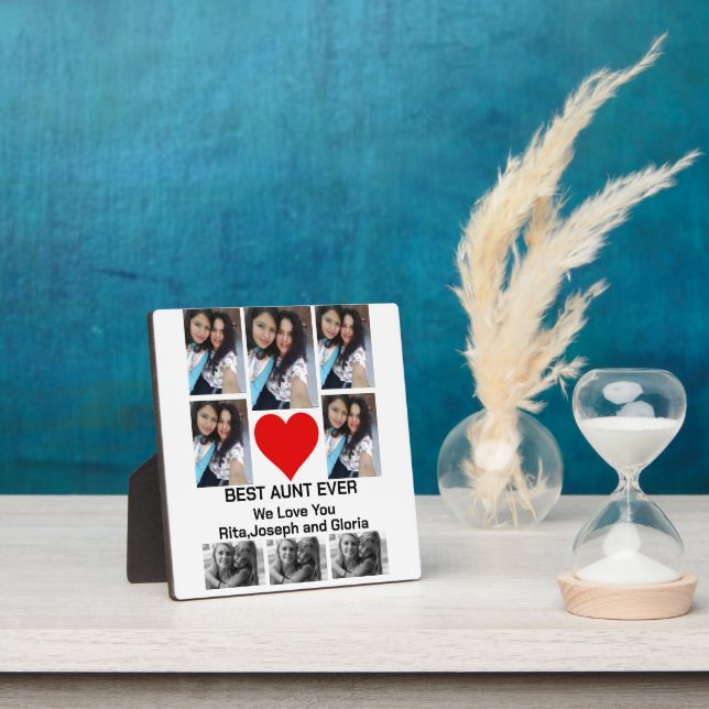Custom Modern Best Aunt Ever 8 Photo Collage  Plaque (Insitu)
