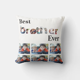 Custom Modern Best Brother Ever 13 Photo Collage Cushion