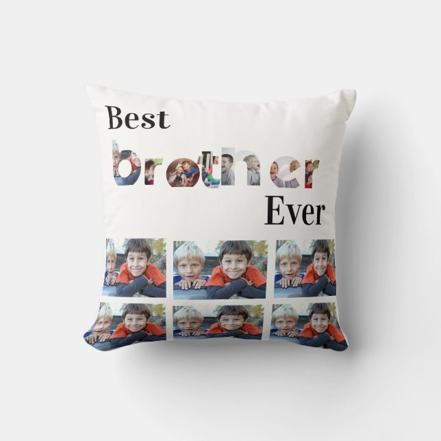 Custom Modern Best Brother Ever 13 Photo Collage Cushion (Front)