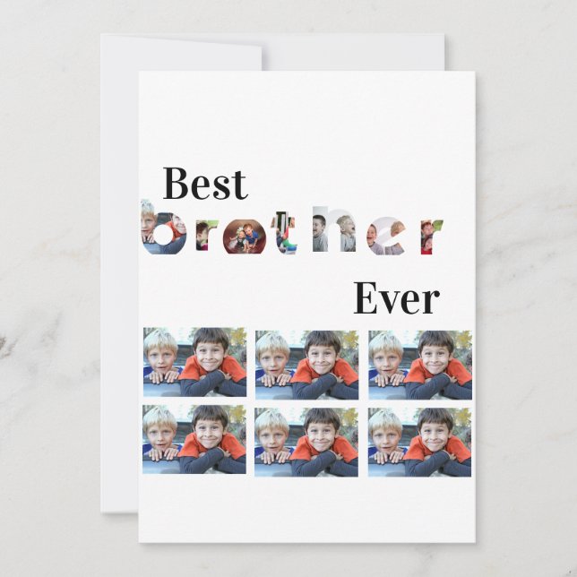 Custom Modern Best Brother Ever 13 Photo Collage  Invitation (Front)