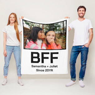 Custom modern best friend forever bff photo fleece blanket