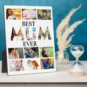 Custom Modern Best Mum Ever 12 Photo Collage  Plaque