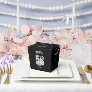 Custom Modern Black Any Age 50th Birthday Party  Favour Box