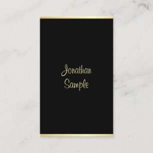Custom Modern Black Gold Hand Script Personalised Business Card