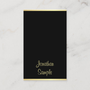 Custom Modern Black Gold Handwritten Script Trendy Business Card