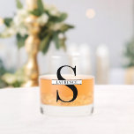 Custom Modern Black Name On White Banner Whiskey Glass<br><div class="desc">Add some elegance and sophistication to your drinkware with this rocks glass. The glass can be customised or personalised with a black-coloured monogram and features a simple white banner that can be personalised with your name in black. This rocks glass is ideal for sipping your favourite whiskey, bourbon, or cocktail....</div>