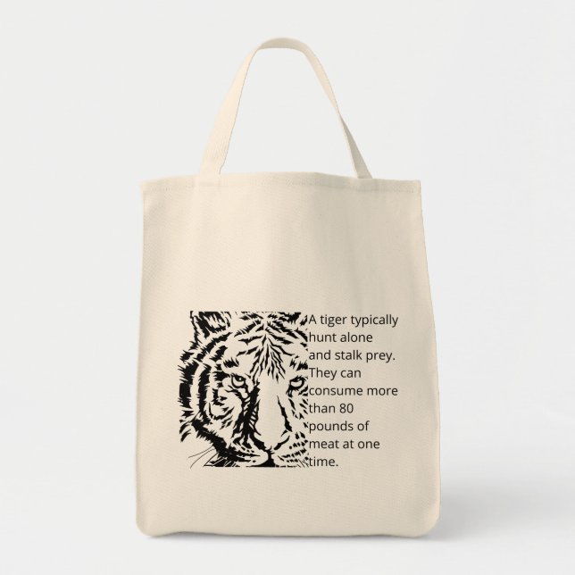 Custom Modern black tiger text based trendy cool Tote Bag (Front)
