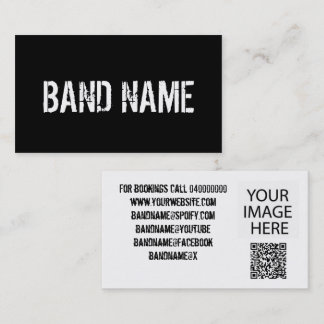 Custom Modern Black & White Band QR Code Business Card