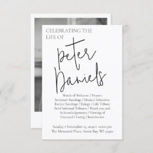 Custom Modern Black & White Script Funeral Program