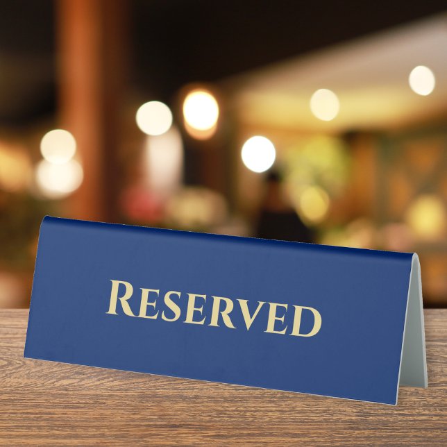 Custom Modern Blue Gold Reserved Restaurant Event (Custom Modern Blue Gold Reserved Restaurant Event Table Tent)