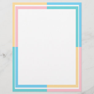 Custom Modern Blue Green Pink Yellow Blank Custom Letterhead