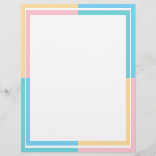 Custom Modern Blue Green Pink Yellow Blank Custom Letterhead (Front)
