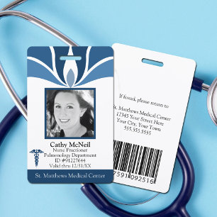 Custom Modern Blue Hospital Employee Medical ID ID Badge
