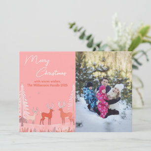 Custom Modern Blush Pink Photo Christmas Holiday Card