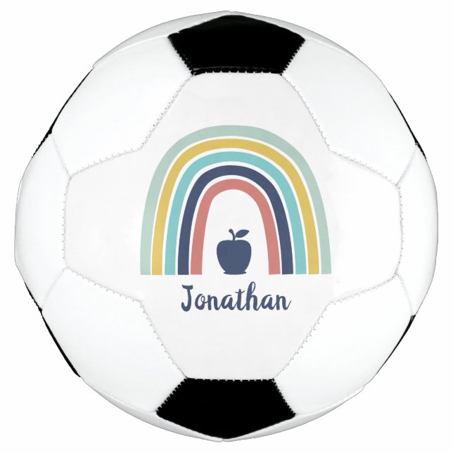 Custom modern boho apple fruit rainbow soccer ball (Front)