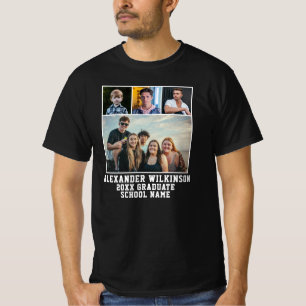 CUSTOM Modern Bold  Script 4 Photo Graduation T-Shirt