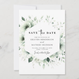 Custom Modern Botanical Sage Green Wedding Save The Date