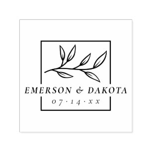 Custom Modern Botanical Wedding   Save The Date Self-inking Stamp