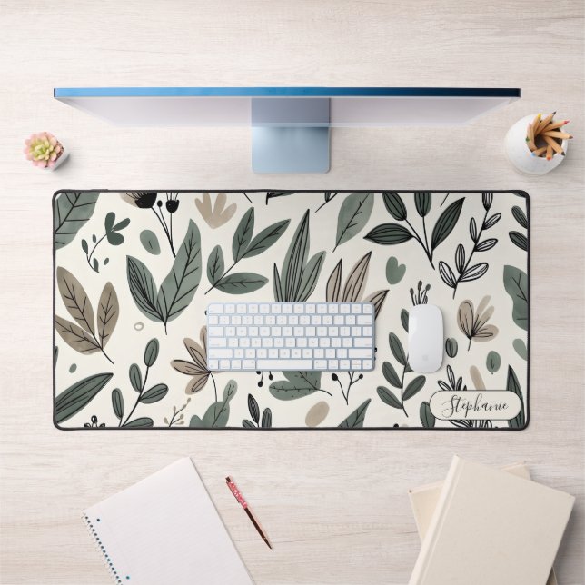 Custom Modern Botanical Workspace Design Desk Mat (Office 1)