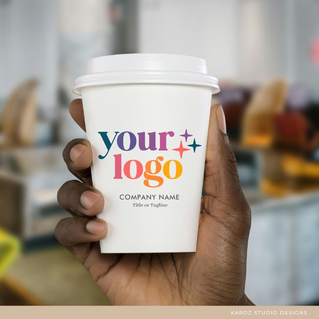 Custom Modern Business Text Logo Paper Cups (Creator Uploaded)