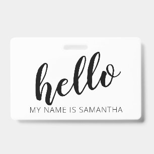Custom Modern Calligraphy Hello Name Badge ID Badge