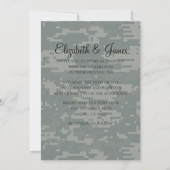 Custom Modern Camo Wedding Invitations (Front)